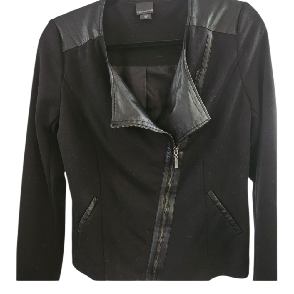 Covington black jacket with faux leather, Zips, Size SMALL